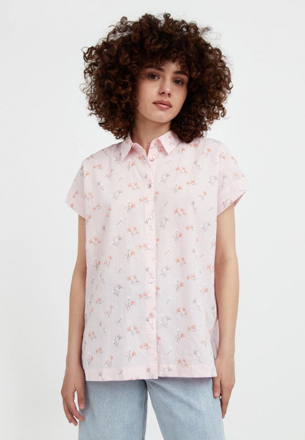 женская рубашка с коротким рукавом finn flare, розовая