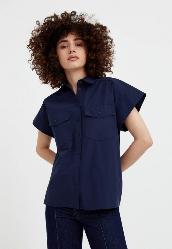 женская рубашка с коротким рукавом finn flare, синяя