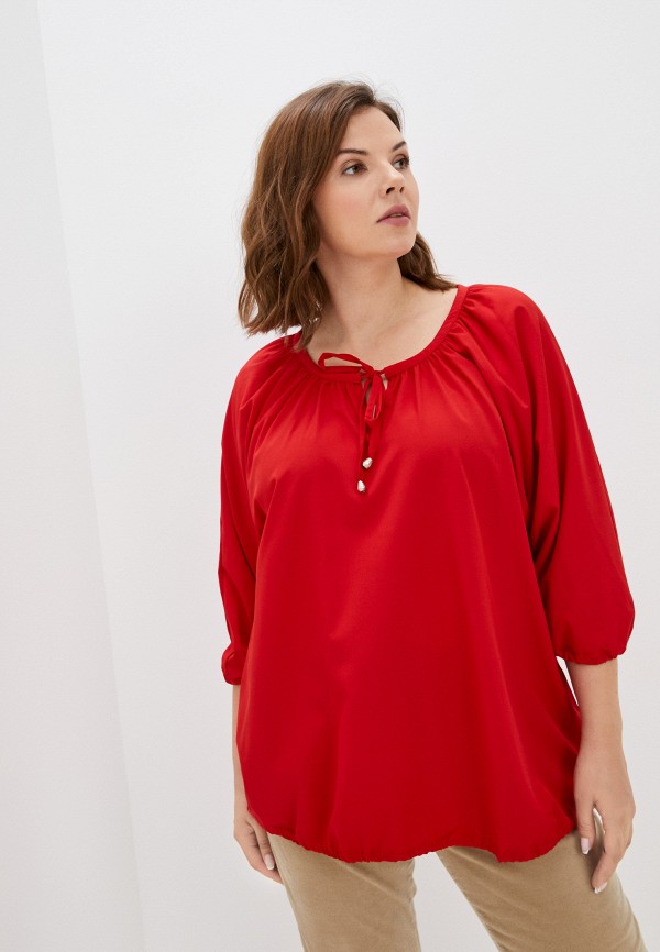 женская блузка с длинным рукавом masteritsa new classic, красная