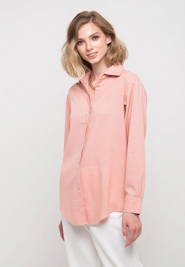 женская рубашка с длинным рукавом fors, розовая