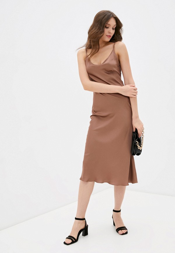женское платье-комбинация luvine, коричневое