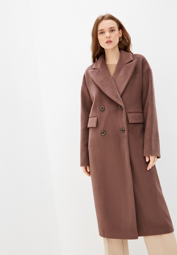 женское двубортные пальто paradox, коричневое
