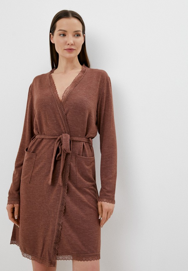 женский халат eva cambru, коричневый