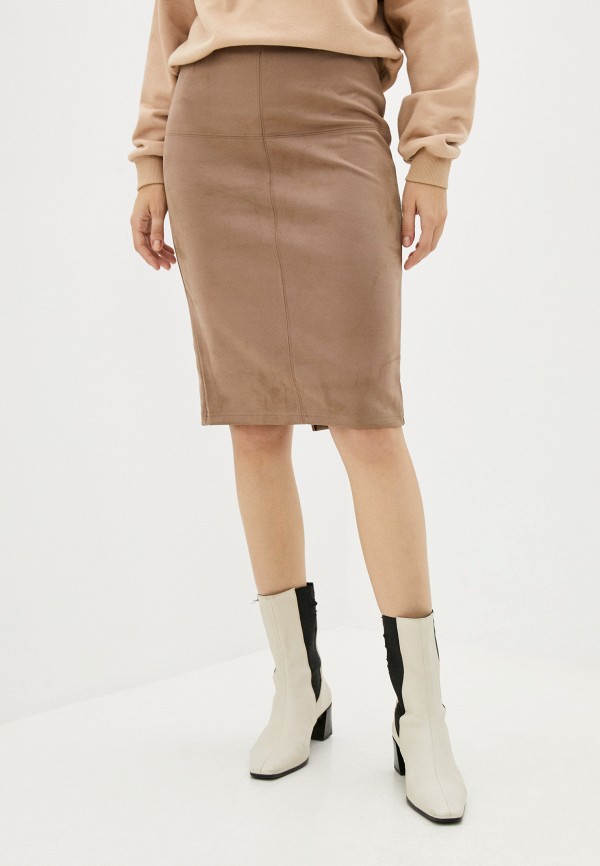 женская кожаные юбка mark formelle, коричневая
