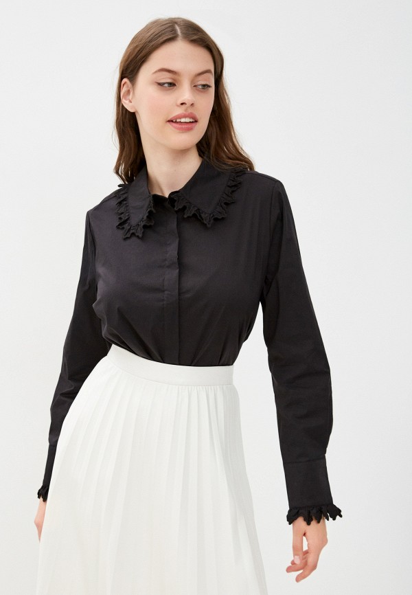 женская рубашка с длинным рукавом francesco donni, черная