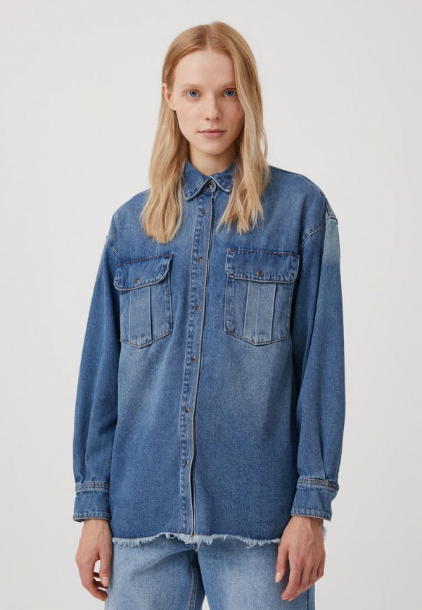 женская джинсовые рубашка finn flare, синяя