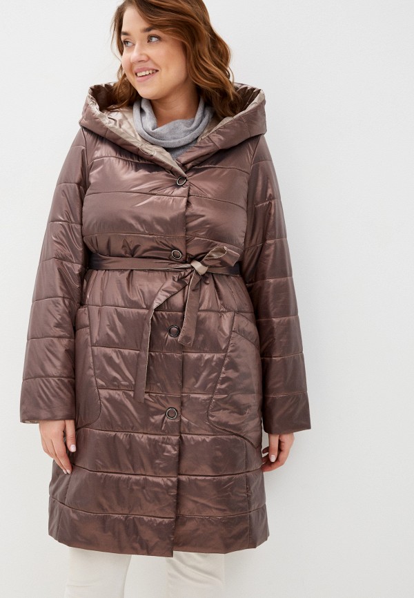 женская утепленные куртка le monique, коричневая