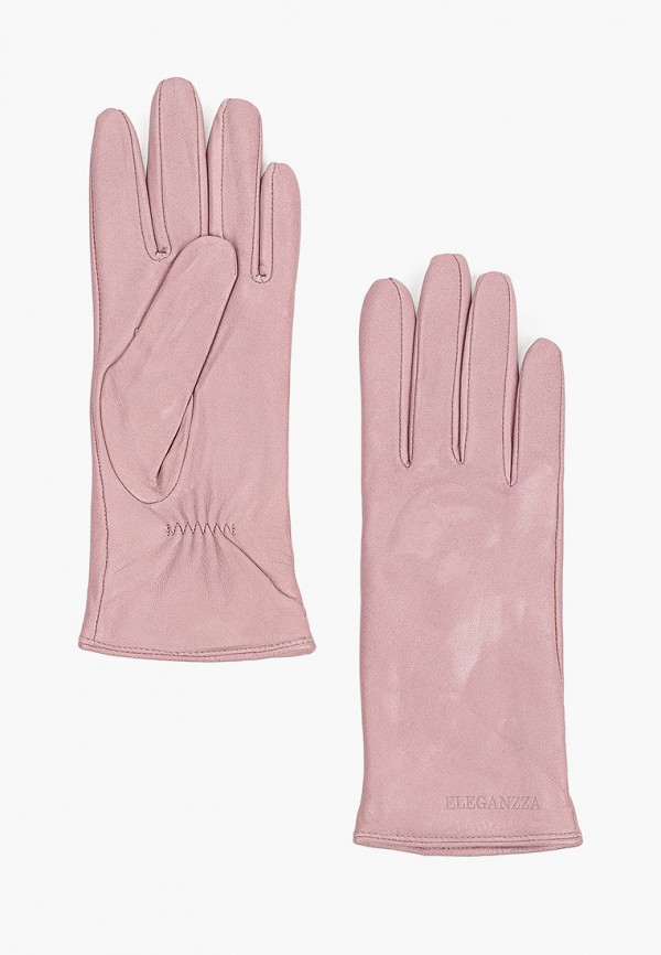 женские кожаные перчатки eleganzza, розовые