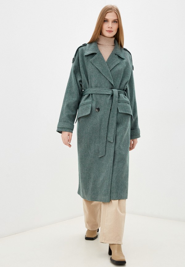 женское двубортные пальто elena andriadi, зеленое