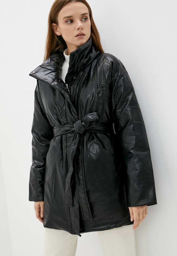 женская кожаные куртка fadjo, черная