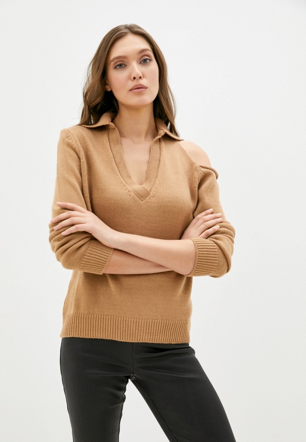 женский пуловер trendyol, коричневый