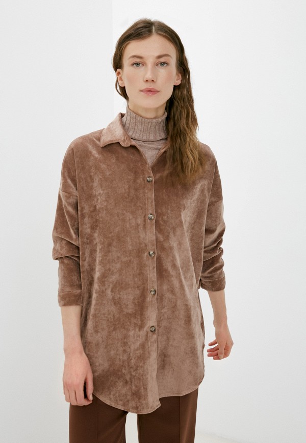 женская рубашка с длинным рукавом oxo2, коричневая