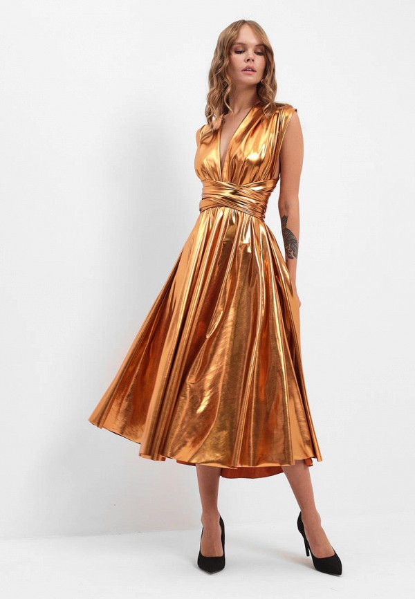 женское вечерние платье селфиdress, золотое