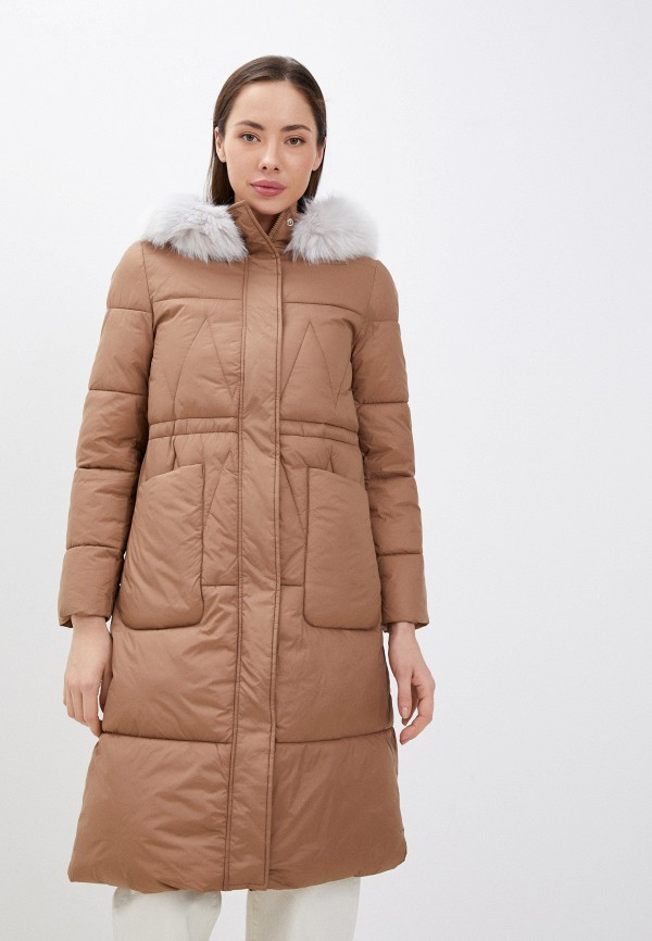 женская утепленные куртка abricot, коричневая