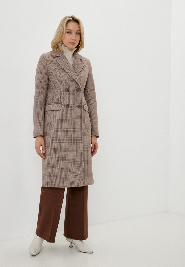 женское двубортные пальто ovelli, коричневое