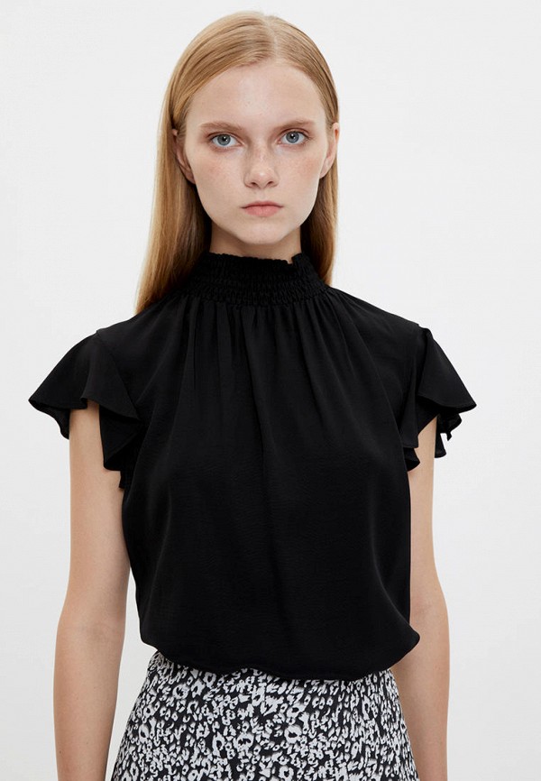 женская блузка с коротким рукавом adl, черная