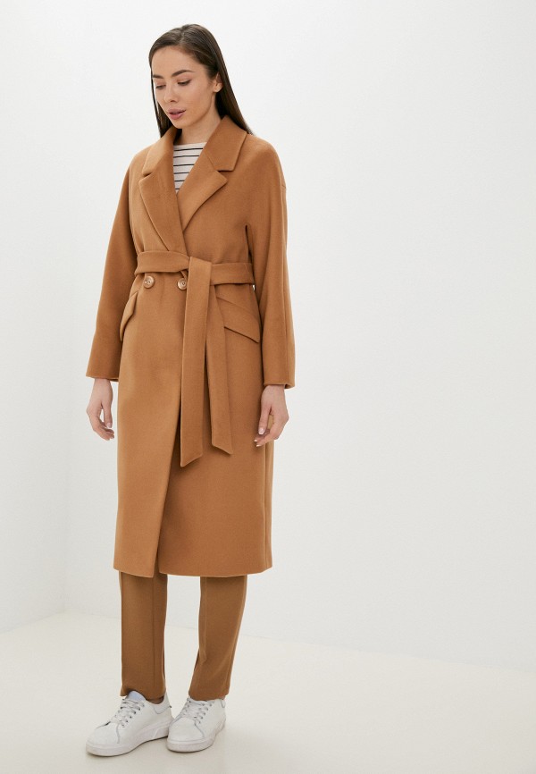 женское двубортные пальто almarosa, коричневое