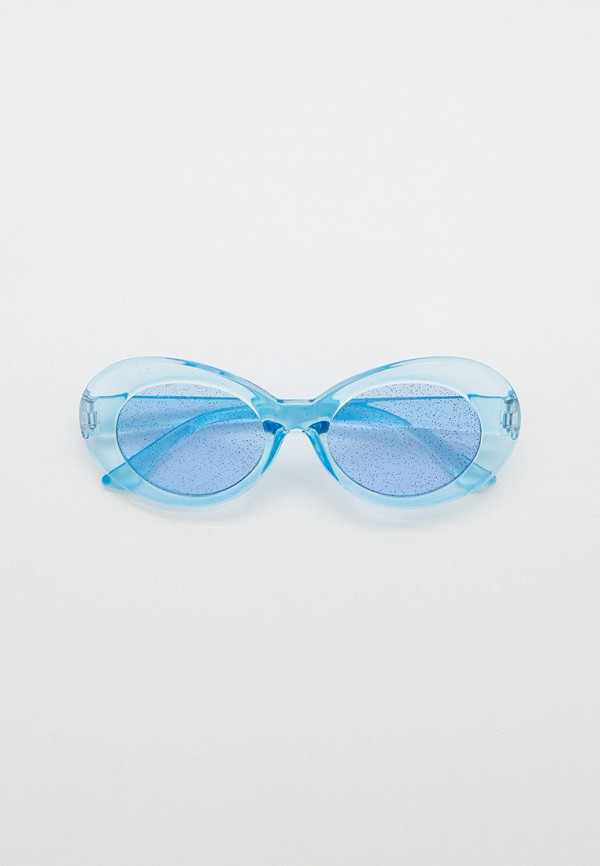 женские круглые солнцезащитные очки красная жара, голубые