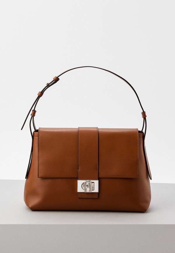 женская сумка с ручками furla, коричневая