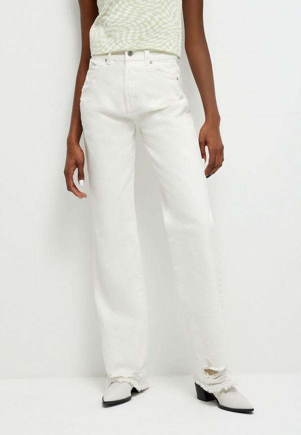 женские прямые джинсы sela, белые