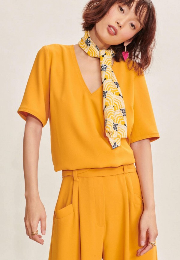 женская блузка с коротким рукавом tara jarmon, желтая
