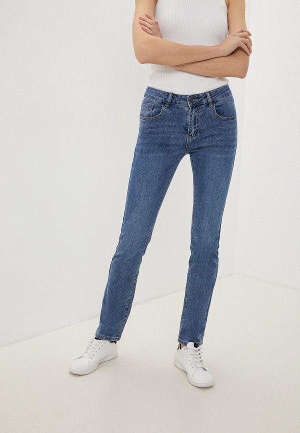 женские прямые джинсы desimall, синие