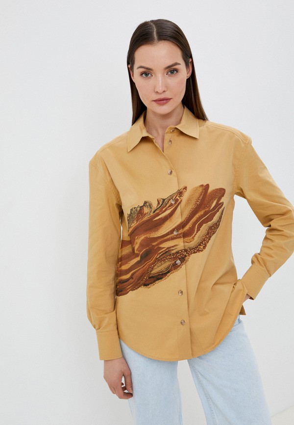 женская рубашка с длинным рукавом nelva, коричневая