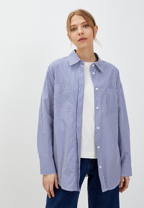 женская рубашка с длинным рукавом vassa&co. pin code, синяя