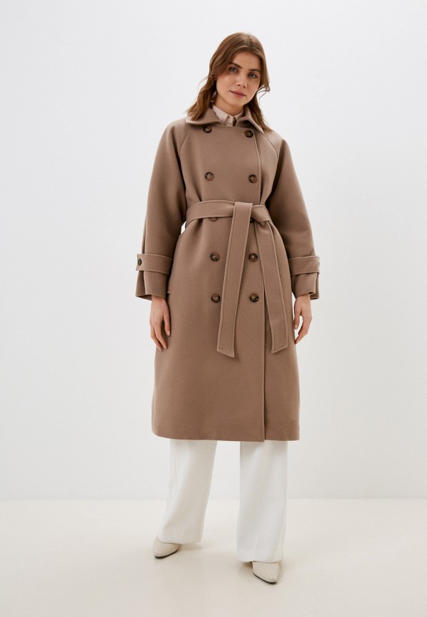 женское двубортные пальто electrastyle, коричневое
