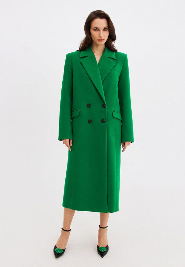 женское двубортные пальто top top, зеленое