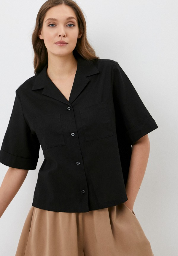 женская рубашка с коротким рукавом sevenseventeen, черная
