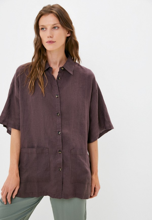 женская рубашка с коротким рукавом agenda, фиолетовая