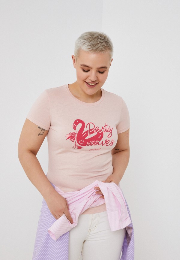 женская спортивные футболка protest, розовая