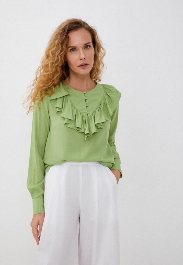 женская блузка с длинным рукавом sei tu, зеленая
