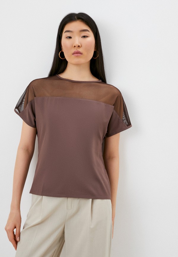 женская блузка с коротким рукавом shovsvaro, коричневая