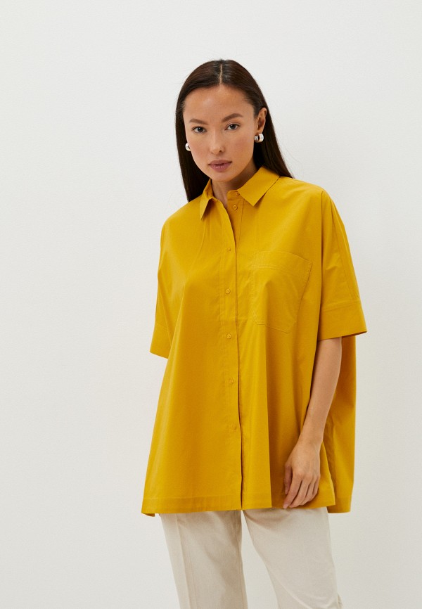 женская рубашка с коротким рукавом baon, желтая