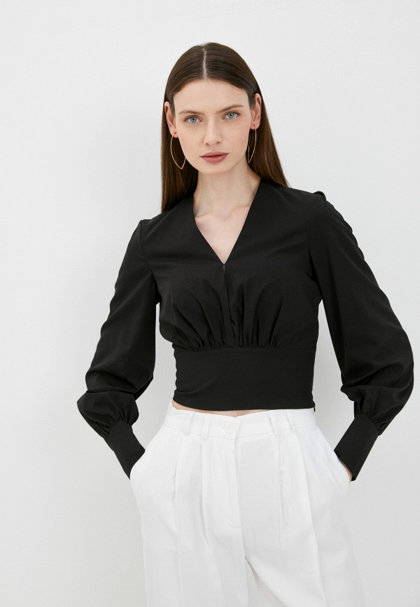 женская блузка с длинным рукавом bazzaro, черная