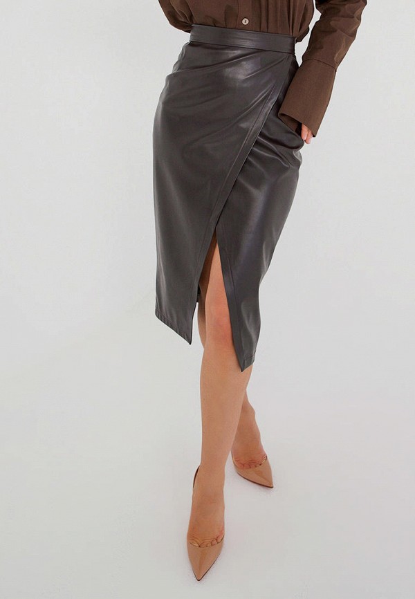 женская кожаные юбка feeda grava, коричневая