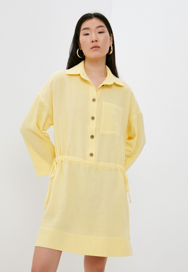 женское платье-рубашки модный дом виктории тишиной, желтое
