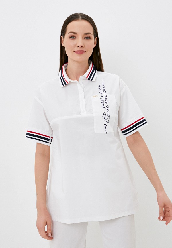 женская рубашка с коротким рукавом helmidge, белая