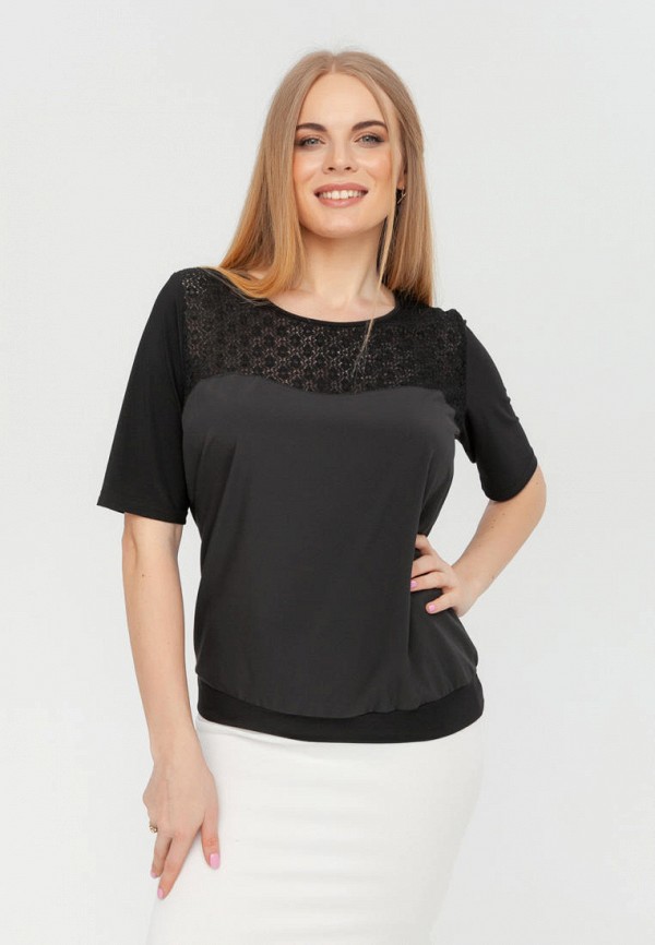 женская блузка с коротким рукавом текстиль хаус, черная