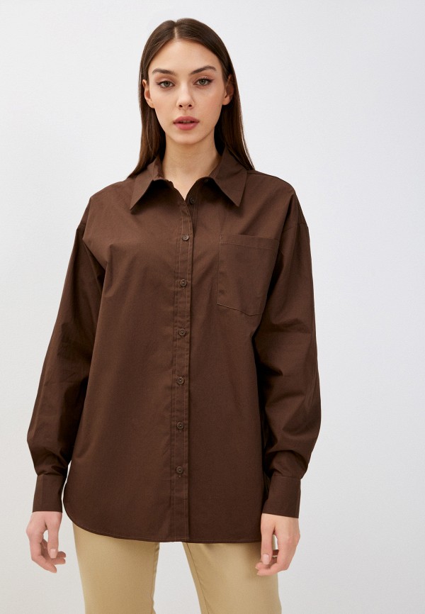 женская рубашка с длинным рукавом minaku, коричневая
