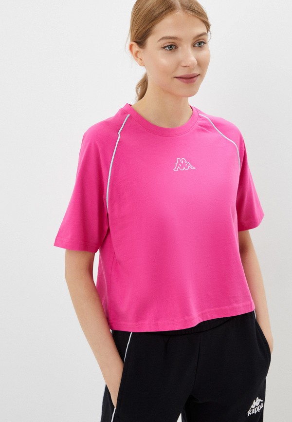 женская спортивные футболка kappa, розовая
