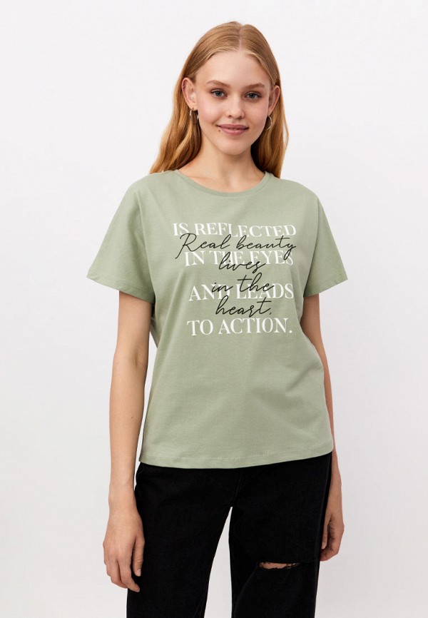 женская футболка modis, зеленая