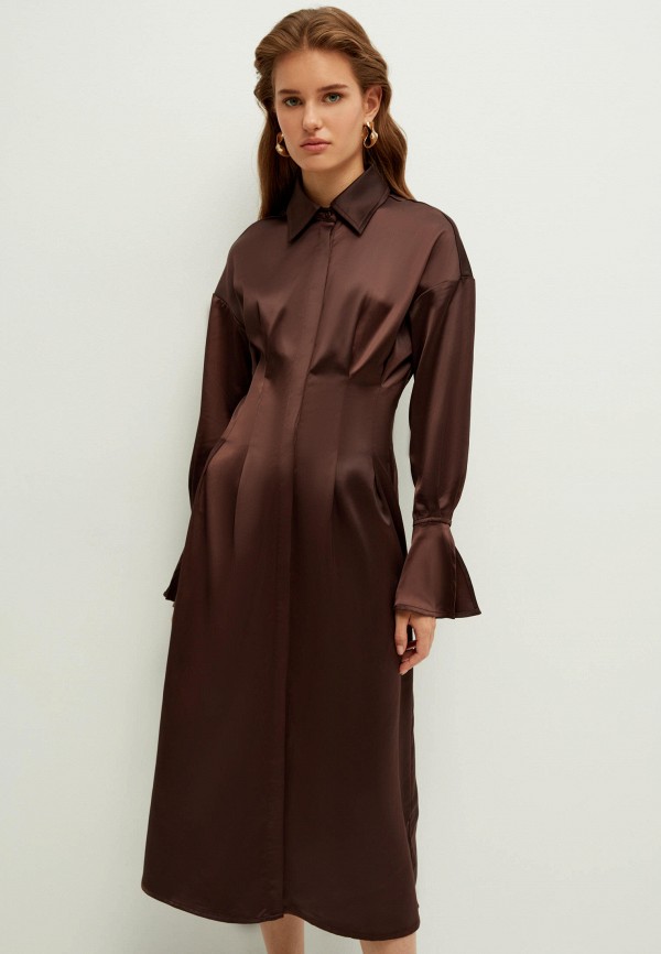 женское платье-рубашки zarina, коричневое