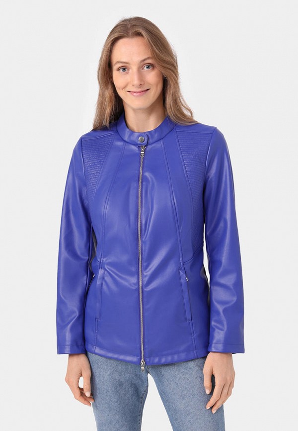 женская кожаные куртка helena vera, синяя