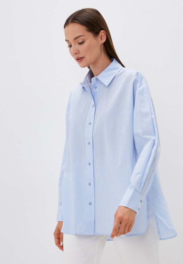женская рубашка с длинным рукавом baon, голубая