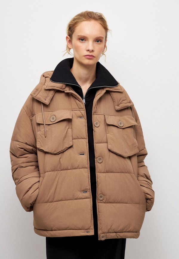 женская утепленные куртка sela, коричневая
