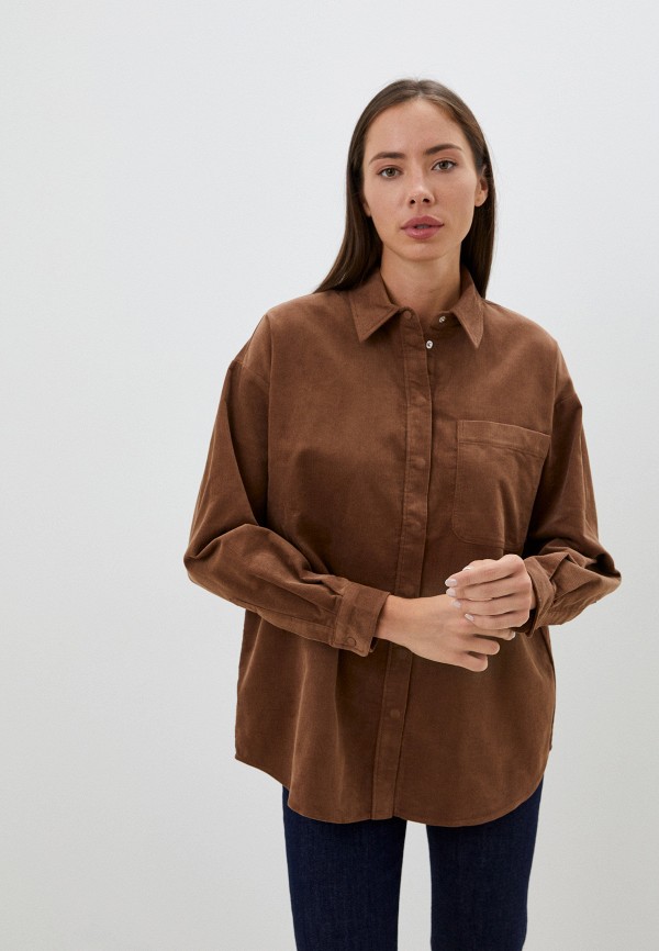 женская рубашка с длинным рукавом baon, коричневая