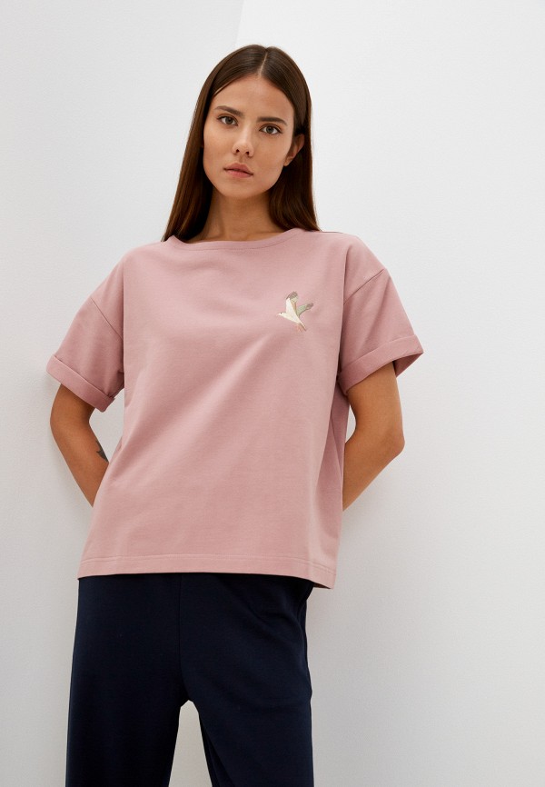 женская футболка берегите птиц, розовая
